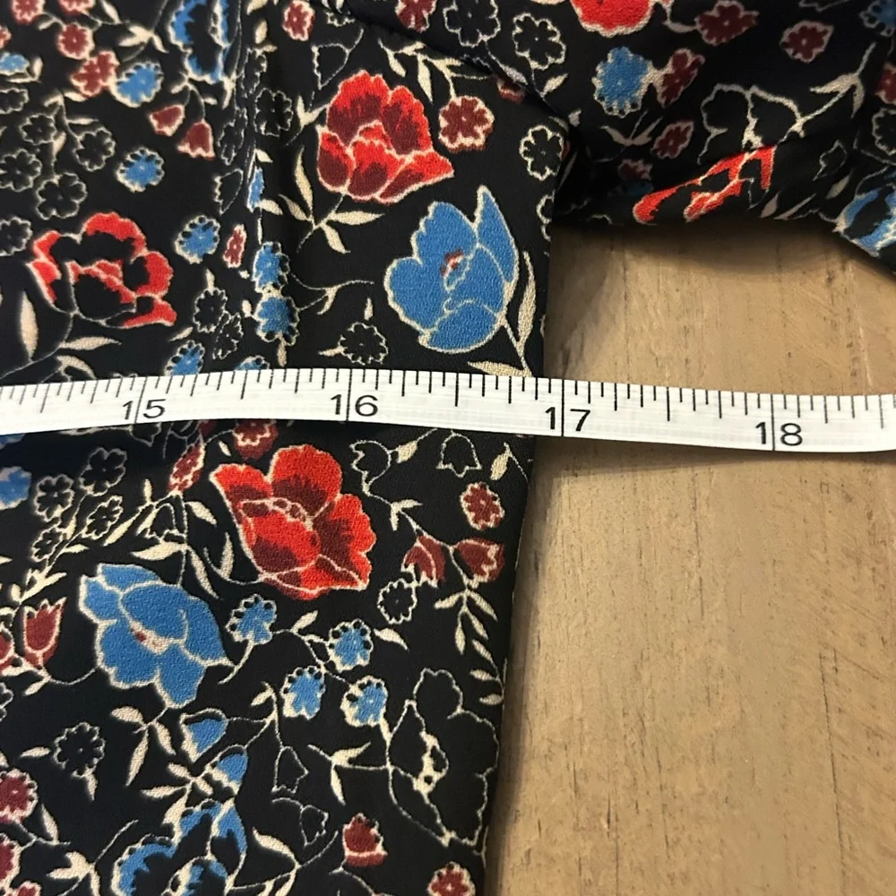 Free People Boho Floral Print Ruffle Neck Bishop Sleeve Blouse, Size Small - Picture 7 of 9